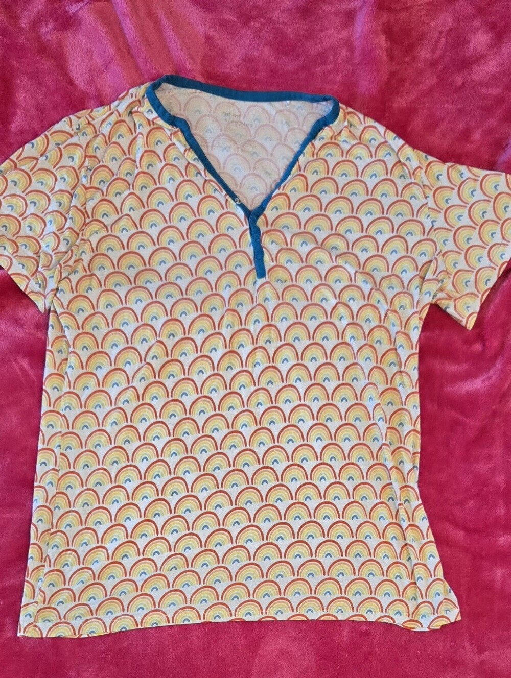 Little Sleepies Primary Rainbows Women's Size L Bamboo Viscose Pajama Top